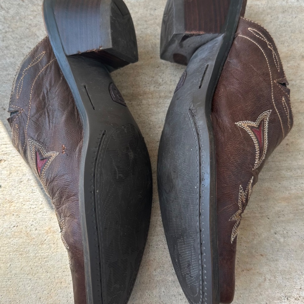 Ariat Manzanita Clogs Mules Shoes Sz 7.5 Western Cowgirl Slip On Brown Leather - Picture 5 of 9